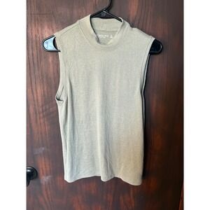 Abercrombie & Fitch Soft A&F Cozy Mock Neck Tank Top Sage Green Heather Medium